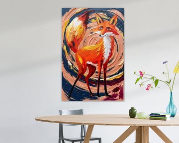 Kleurrijke abstracte vos schilderij van Art & Soul Creations