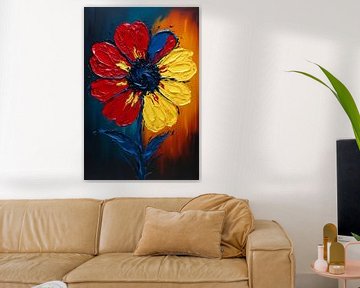 Kleurrijke abstracte bloem schilderij van Art & Soul Creations