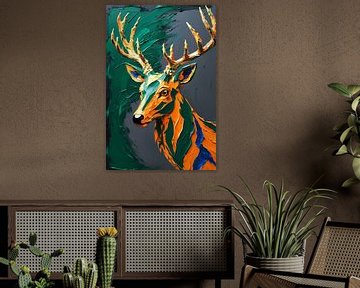 Kleurrijk abstract hert kunstwerk van Art & Soul Creations