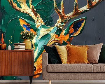 Colourful abstract deer artwork by Art & Soul Creations