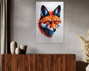 Colourful abstract painting of fox by Art & Soul Creations