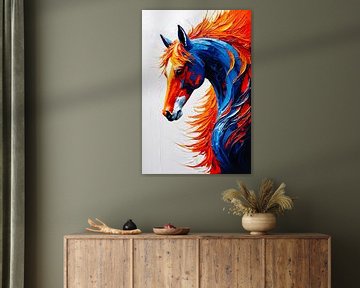 Abstract kleurrijk paardenschilderij van Art & Soul Creations