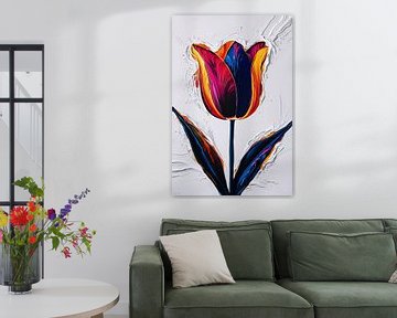 Kleurrijke abstracte tulp schilderij van Art & Soul Creations