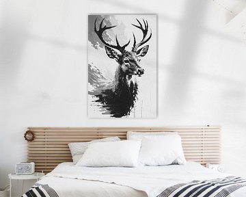 Majestueus hert in zwart-wit van Art & Soul Creations