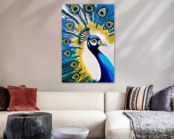 Pauw met kleurrijke veren van Art & Soul Creations