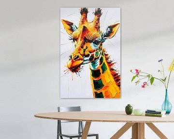 Portrait abstrait et coloré d'une girafe sur Art & Soul Creations