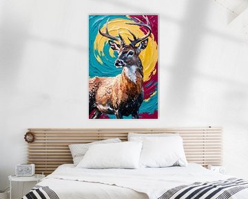 Kleurrijke expressie van een hert van Art & Soul Creations