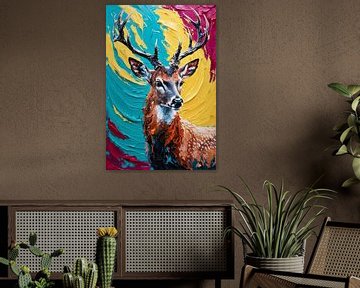 Majestueus hert met kleurrijke achtergrond van Art & Soul Creations