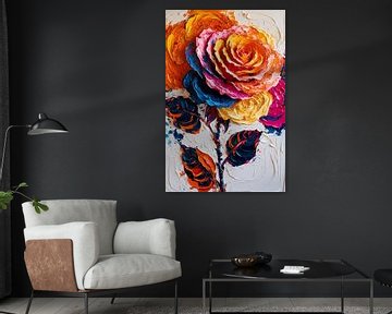 Kleurrijke abstracte roos schilderij van Art & Soul Creations