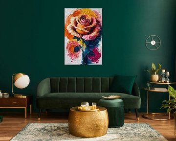 Kleurrijke abstracte roos in verf van Art & Soul Creations