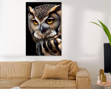 Realistische uil met intense blik van Art & Soul Creations