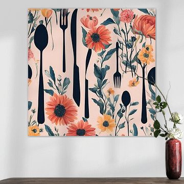 Knife And Fork Floral Illustration