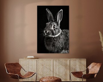 Detailed black-and-white rabbit by Art & Soul Creations