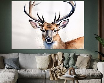 Schilderij van hert in aquarel van Art & Soul Creations