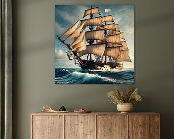Groot Zeilschip van Rita Tielemans Kunst