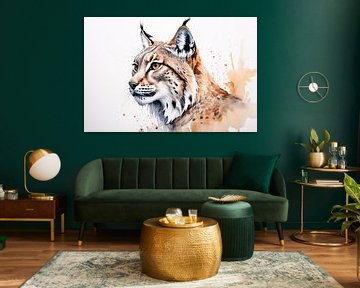 Aquarel lynx met dynamische vlekken van Art & Soul Creations