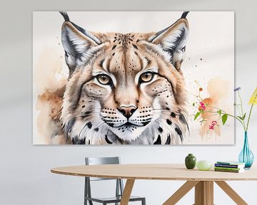 Aquarel lynx schilderij portret