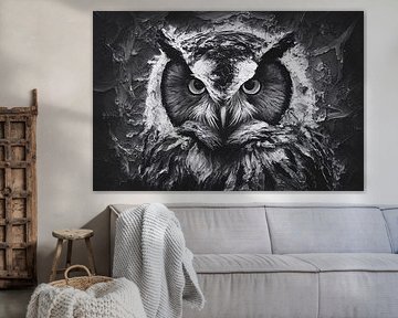 Mystische schwarz-weiße Eulenkunst von Art & Soul Creations