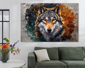 Kleurrijke wolf in digitale kunst van Art & Soul Creations