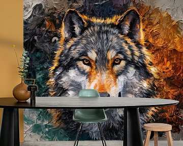 Colourful wolf in digital art by Art & Soul Creations