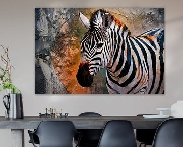 Abstraktes Zebra mit buntem Hintergrund von Art & Soul Creations