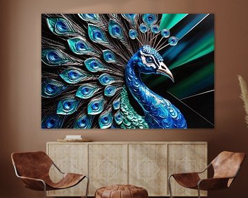 Pauw met kleurrijke veren van Art & Soul Creations