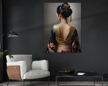 Japanse Geisha in kimono van Jolique Arte