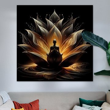 Spiritueller Lotos – Schwarz und Gold