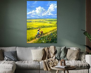 Meisje met fiets Landschap van MIROKKU