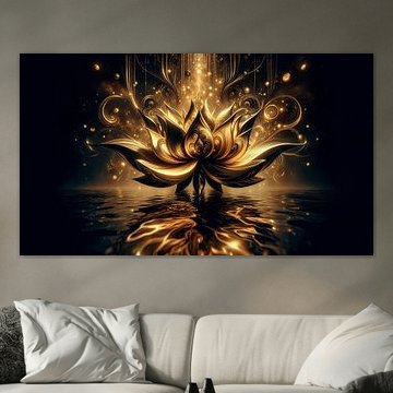 Elégant lotus noir avec des accents dorés