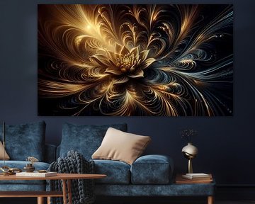 Black lotus with gold accents - Elegant work of art by ButterflyPix