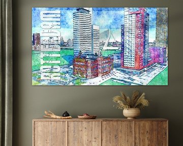 Rotterdam painting with Holland America Line Popart Art - Poster Rotterdam by Art Whims