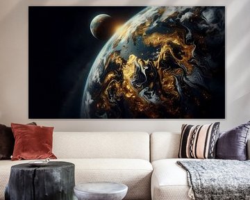Galactische harmonie: Aarde in het Gouden Universum van ButterflyPix
