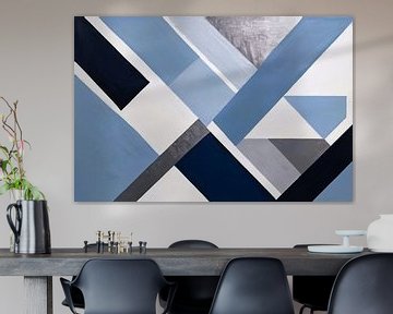 Geometrische abstractie in blauw tinten van Art & Soul Creations