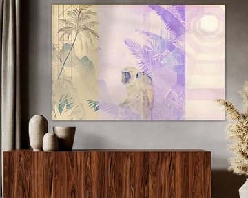 Monkey among palms decorative collage