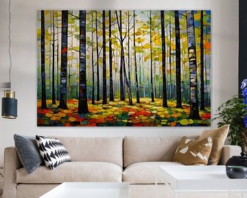 Abstract herfstbos met kleurrijke bomen van Art & Soul Creations