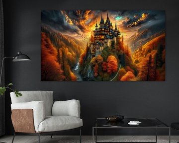 Majestic castle in a golden dream landscape by ButterflyPix