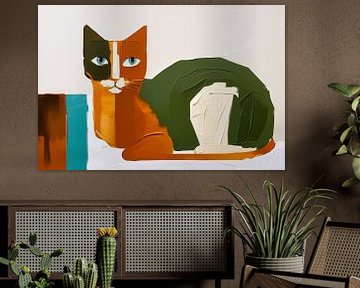 Geometrische kat in felle kleuren van Art & Soul Creations