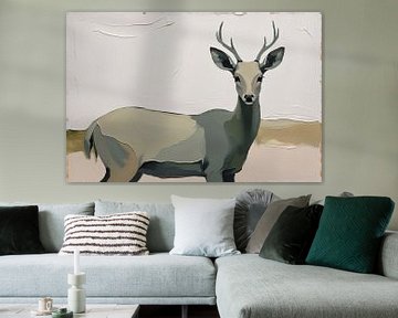Minimalistisch hert in abstract landschap van Art & Soul Creations