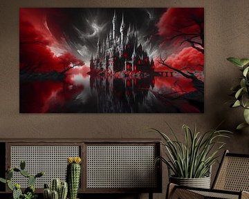 Un château de conte de fées dans la forêt rouge sur ButterflyPix