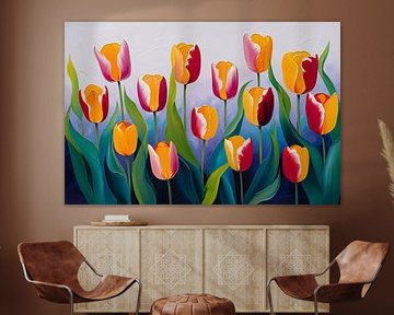Colourful abstract tulip art by Art & Soul Creations
