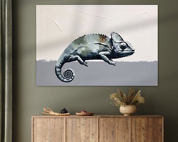 Monochrome kameleon op canvas