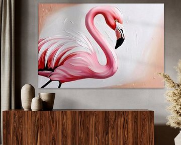 Abstract flamingo schilderij in kleur van Art & Soul Creations