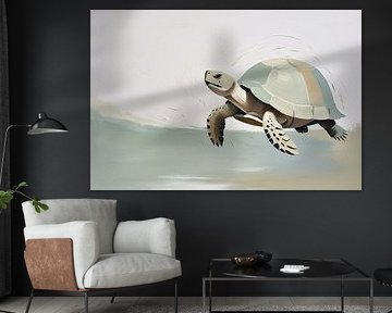 Serene schildpad in minimalistisch water