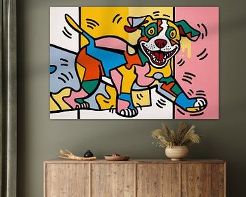 Kleurrijke speelse pop-art hond van Art & Soul Creations