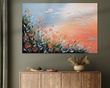 Kleurrijke bloemen en lucht van Art & Soul Creations