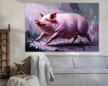 Fröhliches Schwein abstraktes Kunstwerk von Art & Soul Creations