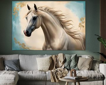 Elegant paardenportret met gouden details