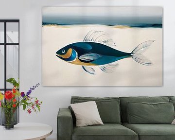 Minimalist painting of a fish