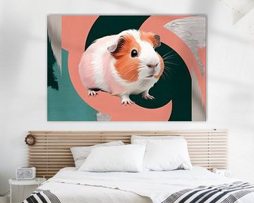 Meerschweinchenkunst mit buntem Hintergrund von Art & Soul Creations